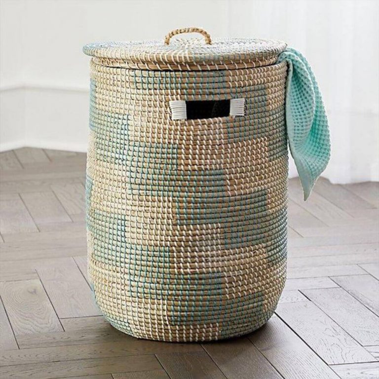 Blue Seagrass Laundry Hamper With Lid NAM SON