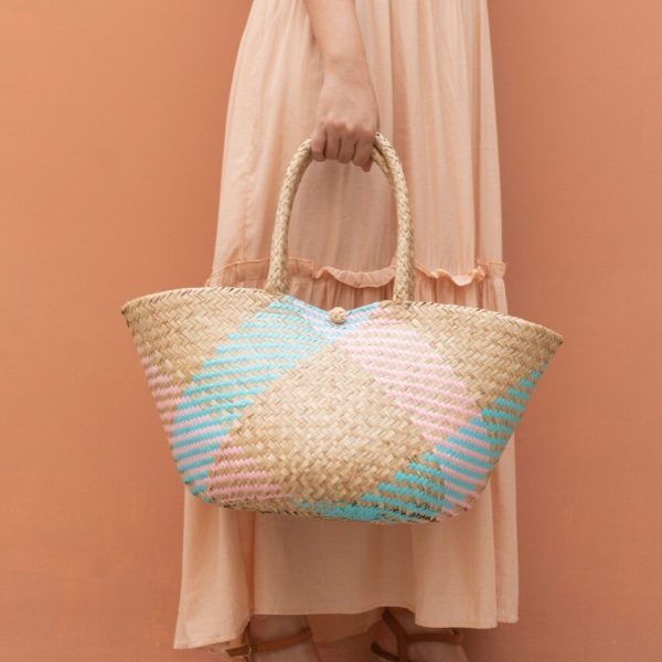Seagrass Beach Bag - Cross Pink & Blue