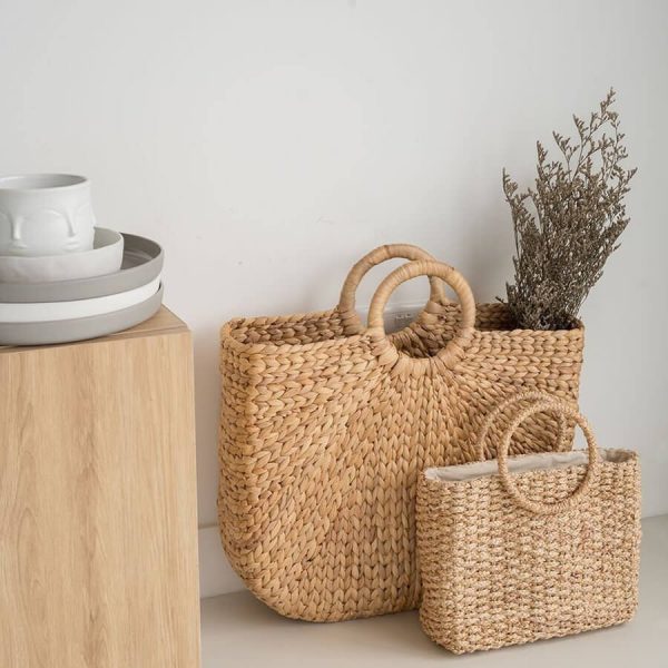 Water Hyacinth Hand Bag Rectangular - Extra Large Natural