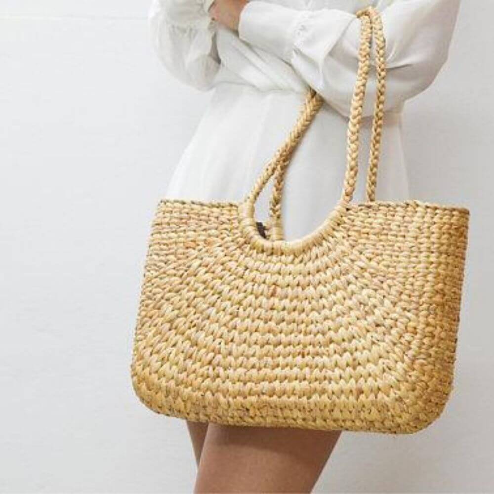 Water Hyacinth Handbag With Long Handles - NAM SON