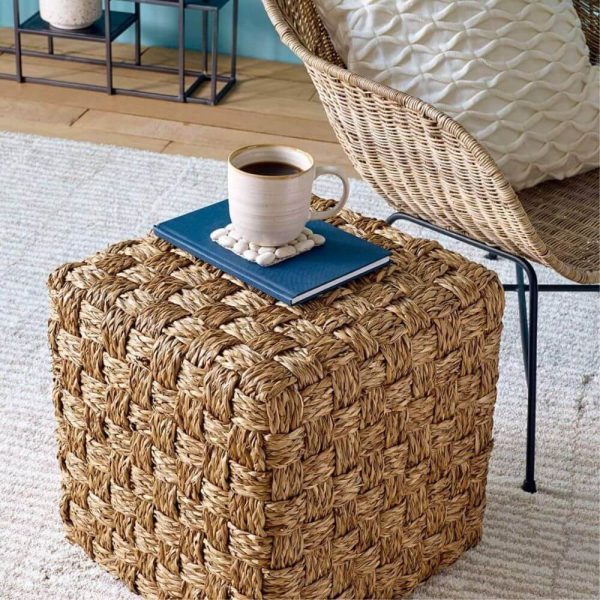 Square Seagrass Ottoman Pouffe