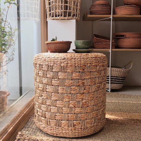 seagrass water hyacinth pouffe ottoman stool