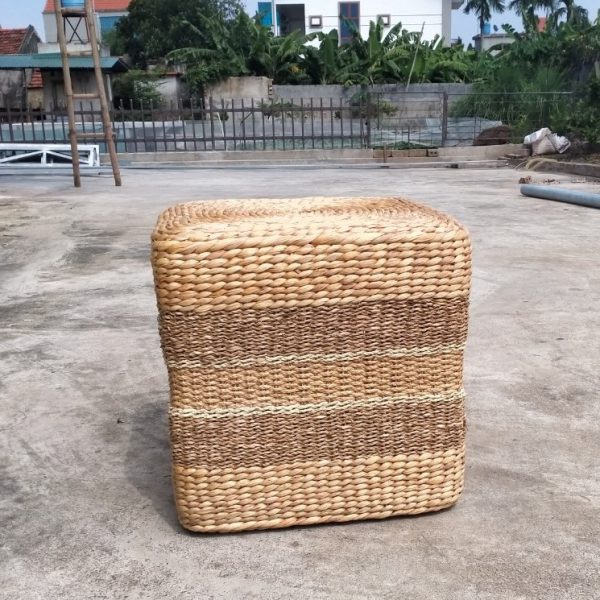 seagrass water hyacinth palm leaf pouf handwoven ottoman