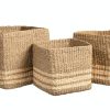 natural materials seagrass palm leaves woven square baskets set of 3