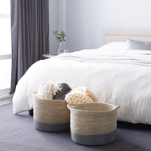 Grey Bottom Seagrass Basket Set