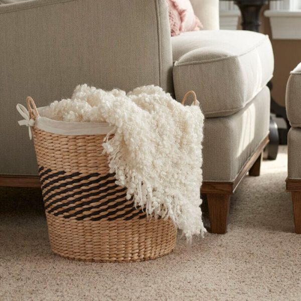 water hyacinth black natural laundry basket