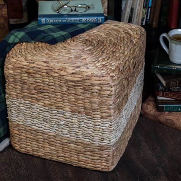 water hyacinth cornhusk wicker poufs