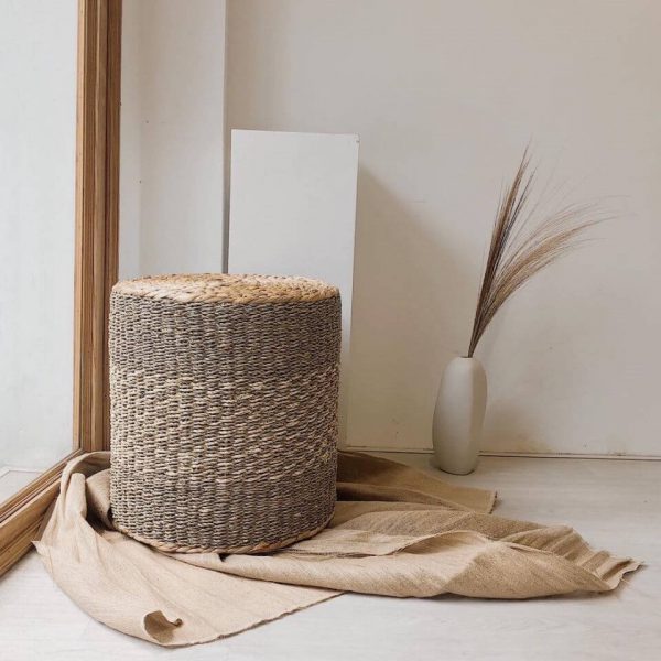 water hyacinth seagrass cornhusk pouf