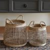 black trim natural decorative basket for throws, toy storage