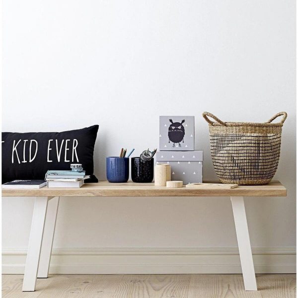 black stripe trim seagrass woven basket