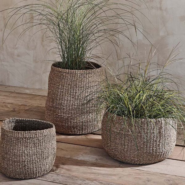 seagrass planter pot basket patio