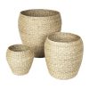 natural tone beige seagrass baskets no handle set of 3