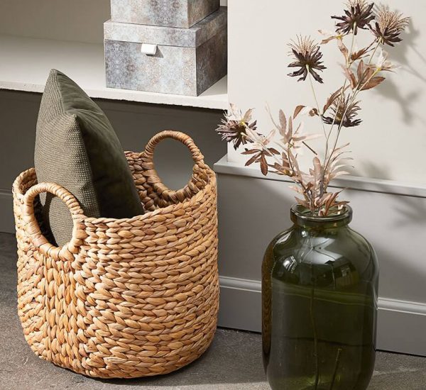 Large Round Water Hyacinth Storage Baskets With Handles